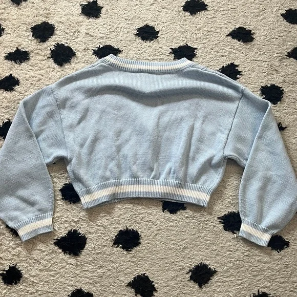 H&M size Large Light Blue Cardigan with Red NY Patch with tag - Picture 9 of 12